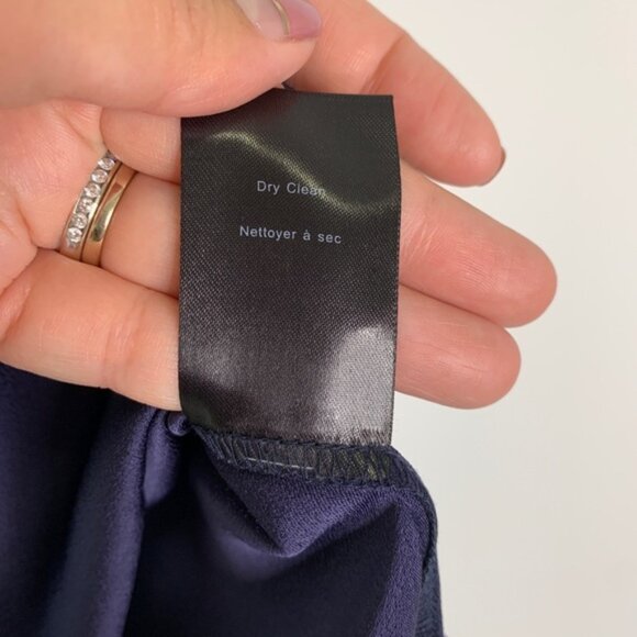 Aritzia Babaton Chaplin Flutter Sleeve Blouse Navy - Picture 14 of 16